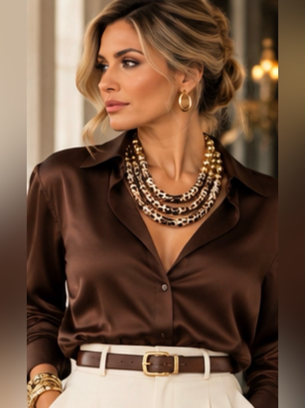 Gold & Brown Layered Leopard Print Statement Necklace One Necklace So Many Looks